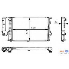 8MK 376 888-134 HELLA Радиатор, охлаждение двигателя