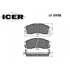 180998 ICER Комплект тормозных колодок, дисковый тормоз
