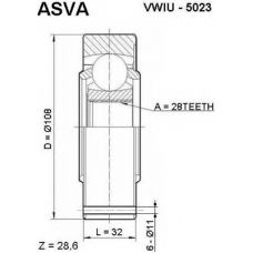 VWIU-5023 ASVA Шарнирный комплект, приводной вал