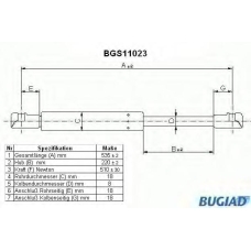 BGS11023 BUGIAD Газовая пружина, крышка багажник