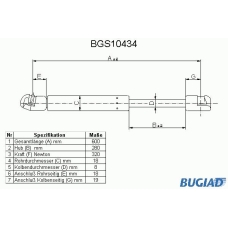 BGS10434 BUGIAD Газовая пружина, крышка багажник