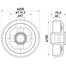 8DT 355 300-561 HELLA Тормозной барабан