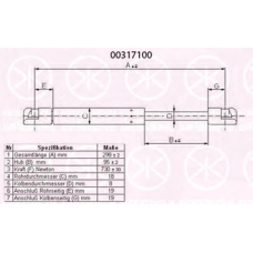 00317100 KLOKKERHOLM Газовая пружина, крышка багажник