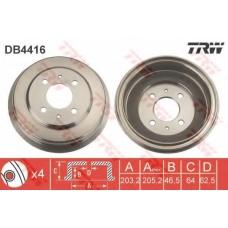 DB4416 TRW Тормозной барабан