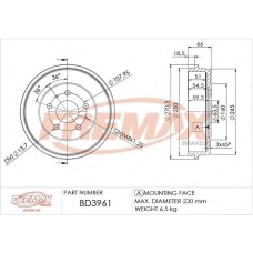 BD-3961 FREMAX Тормозной барабан