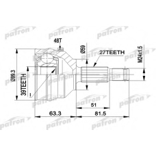 PCV1224 PATRON Шарнирный комплект, приводной вал