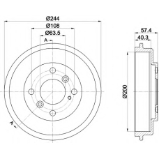 8DT 355 302-631 HELLA Тормозной барабан