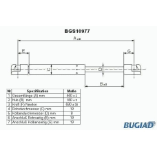 BGS10977 BUGIAD Газовая пружина, крышка багажник